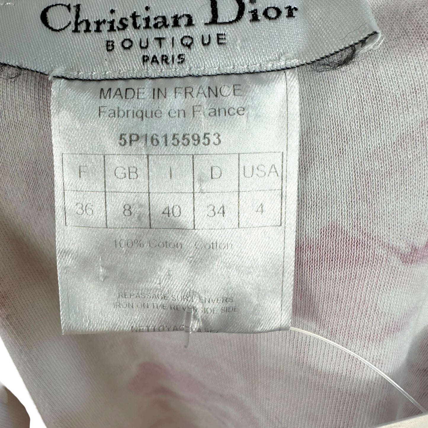 Christian Dior S/S 2005 Girly Dior Pink & White Floral Trotter Monogram V-Neck T-Shirt