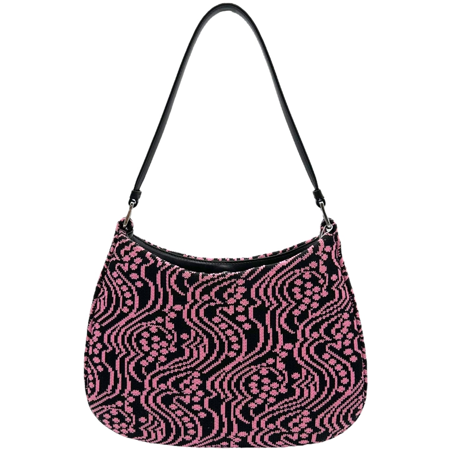 Prada Black & Pink Maglia Jacquard Knit Cleo Bag