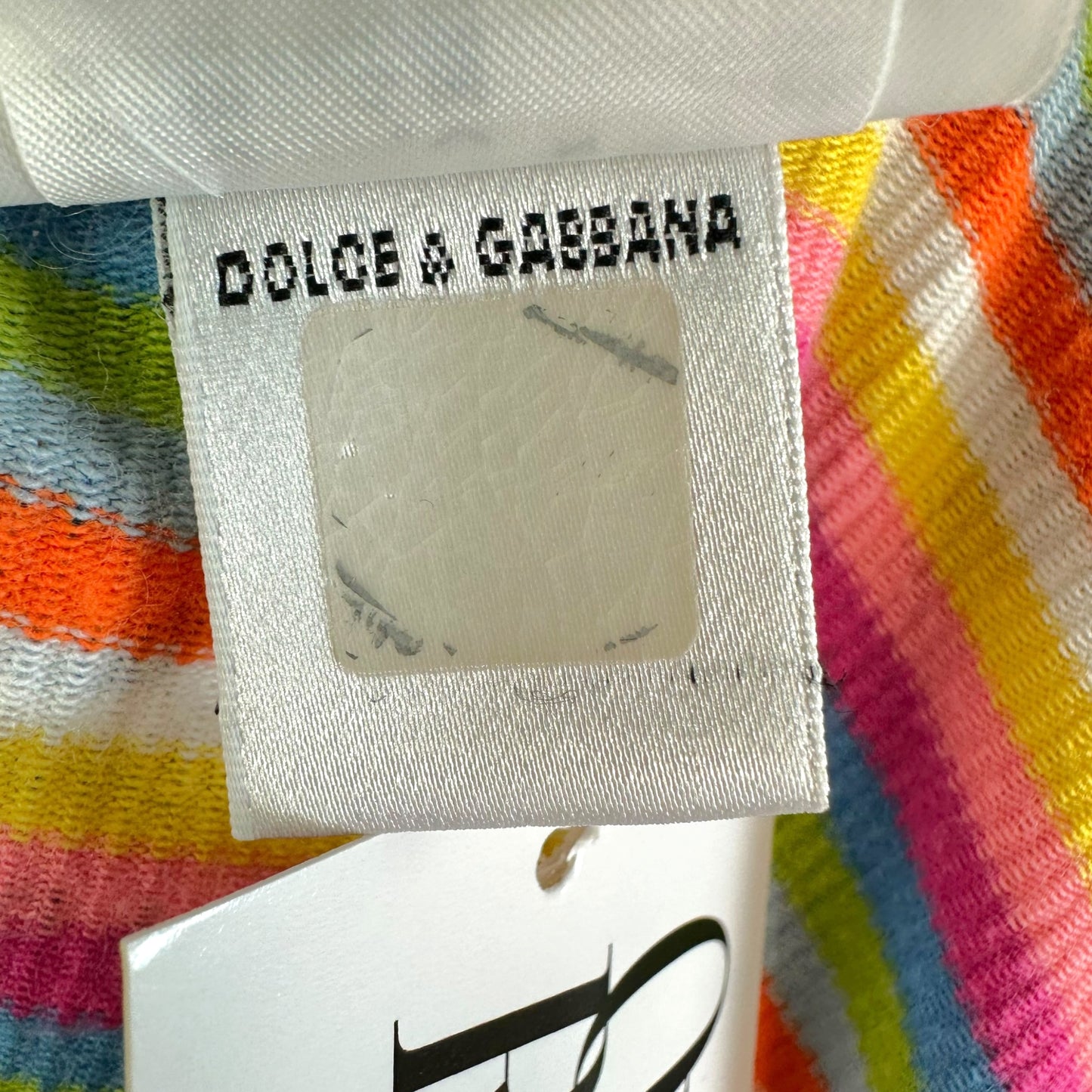 D&G Dolce & Gabbana One Shoulder Multicolor Striped Beaded Crop Tank
