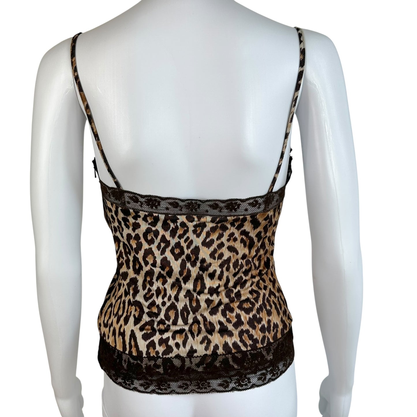 D&G Dolce & Gabbana Leopard Print Lace Trim Cami