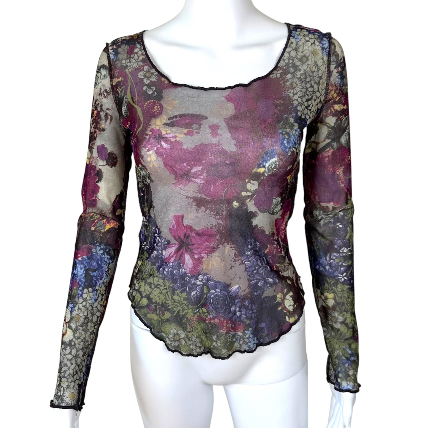 Jean Paul Gaultier Multicolor Floral Print Mesh Longsleeve
