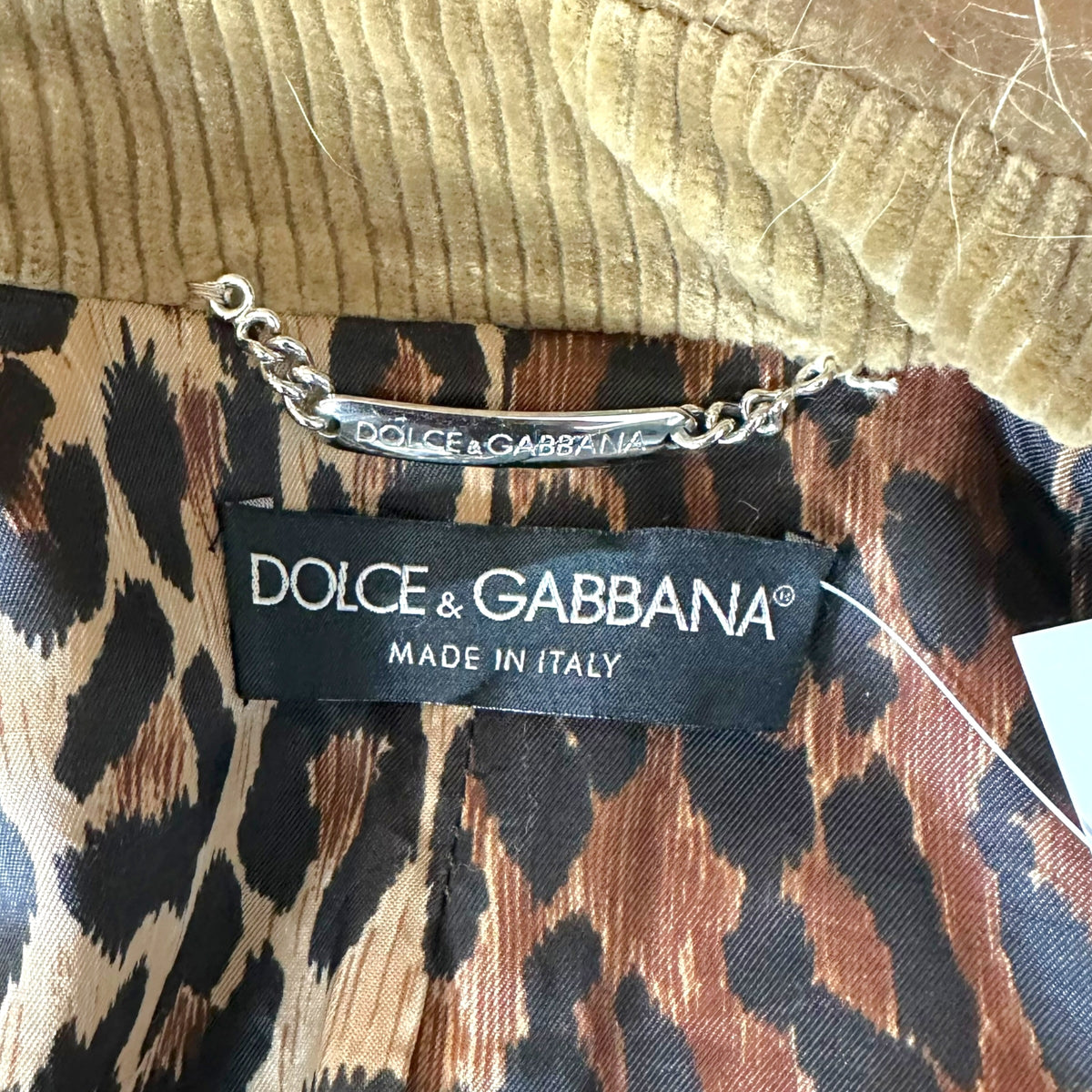 Dolce & Gabbana Brown Corduroy Coat With Lamb Fur Collar