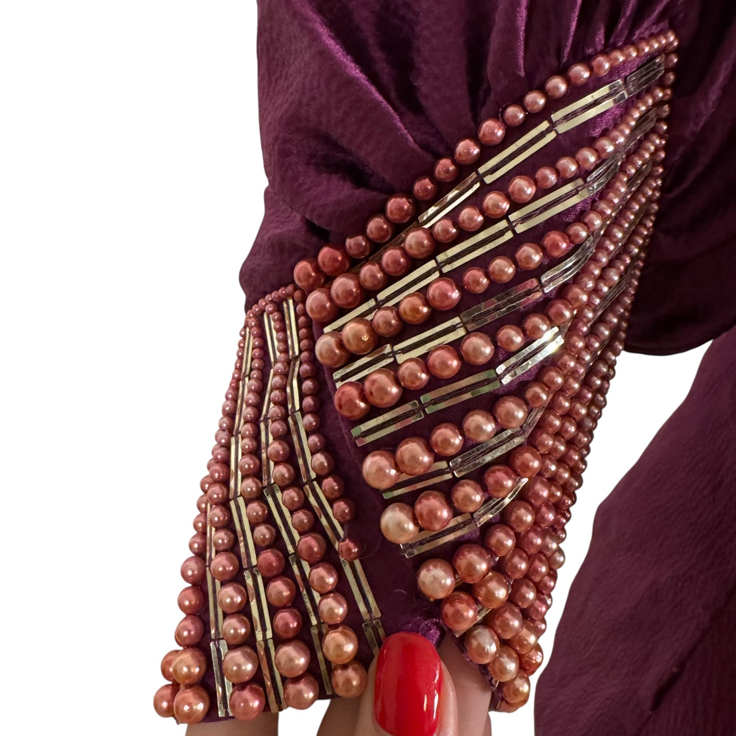 Roberto Cavalli Purple Silk Beaded Sleeve Dolman Blouse