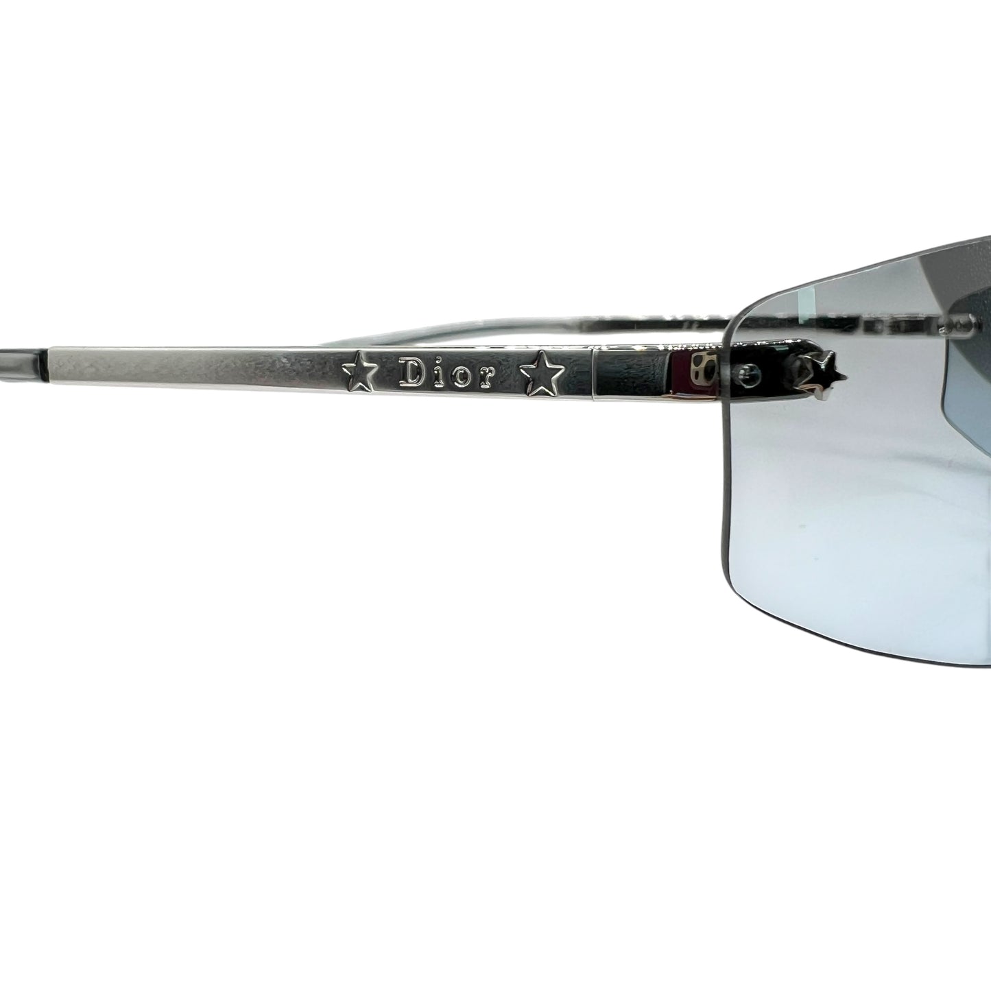 Christian Dior DiorMiniPop Blue & Silver Rimless Rectangle Sunglasses w/ Case