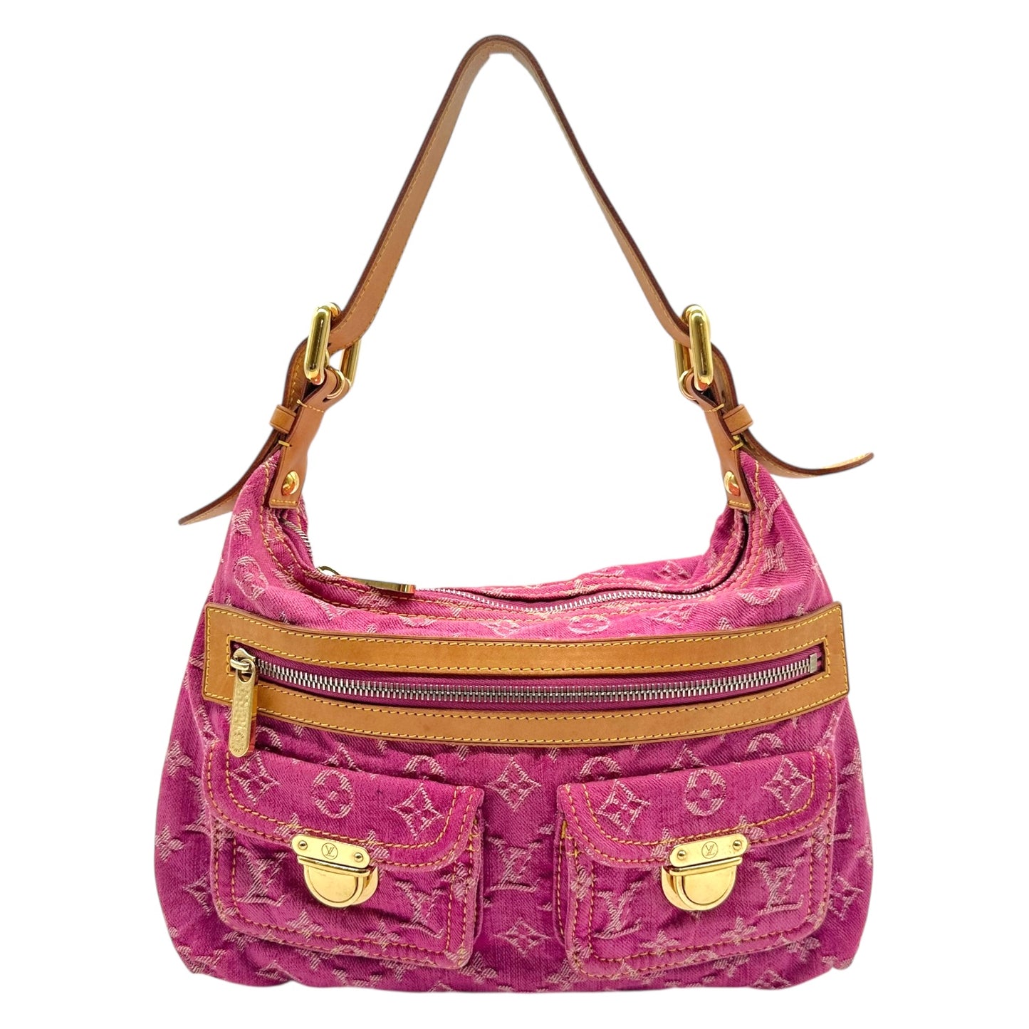 Louis Vuitton Pink Denim Monogram Baggy PM Bag