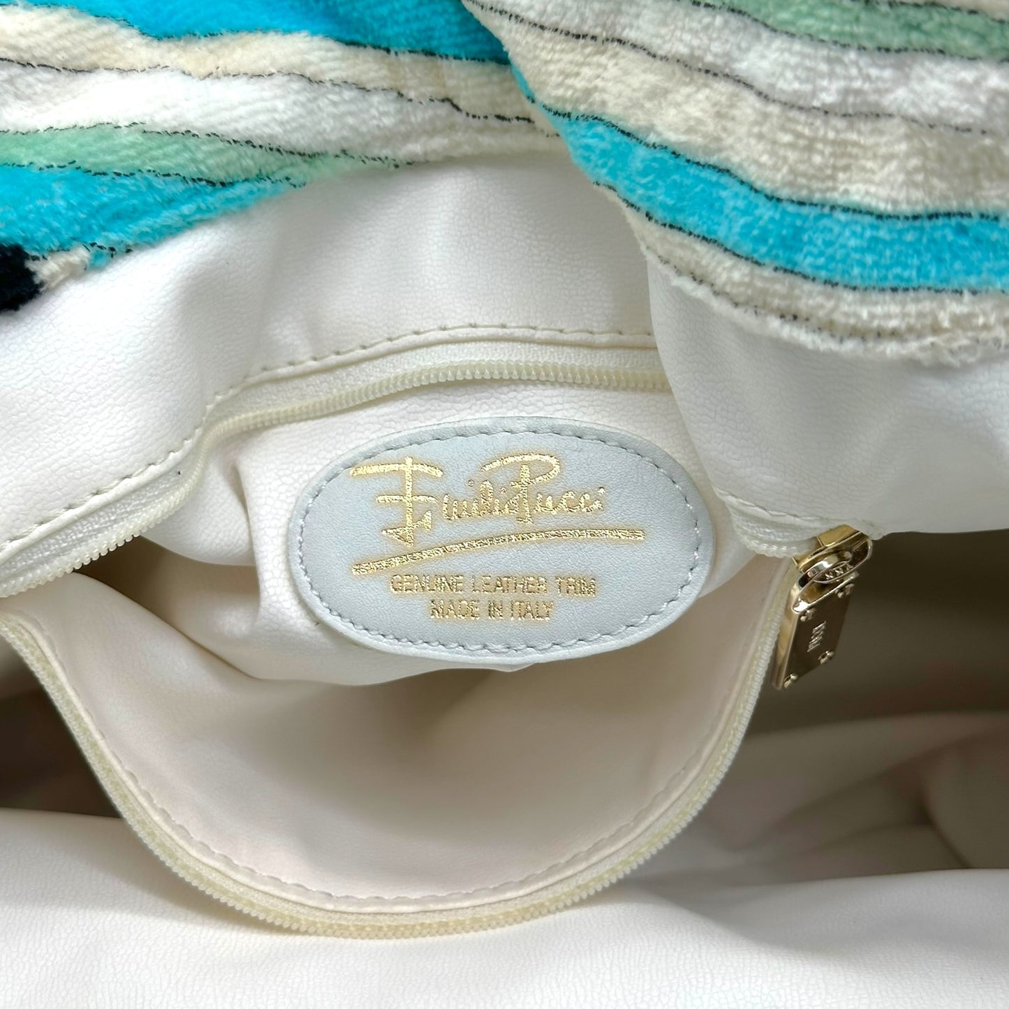 Emilio Pucci Blue Patterned 2-Way Terrycloth Beach Tote Bag