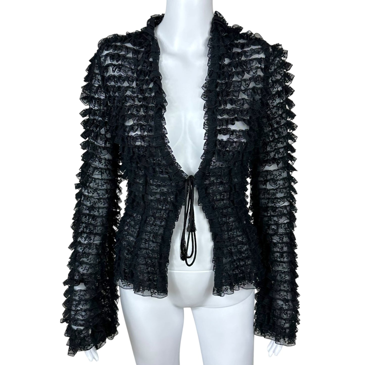Dolce & Gabbana Lace Tiered Ruffle Cardigan Blouse
