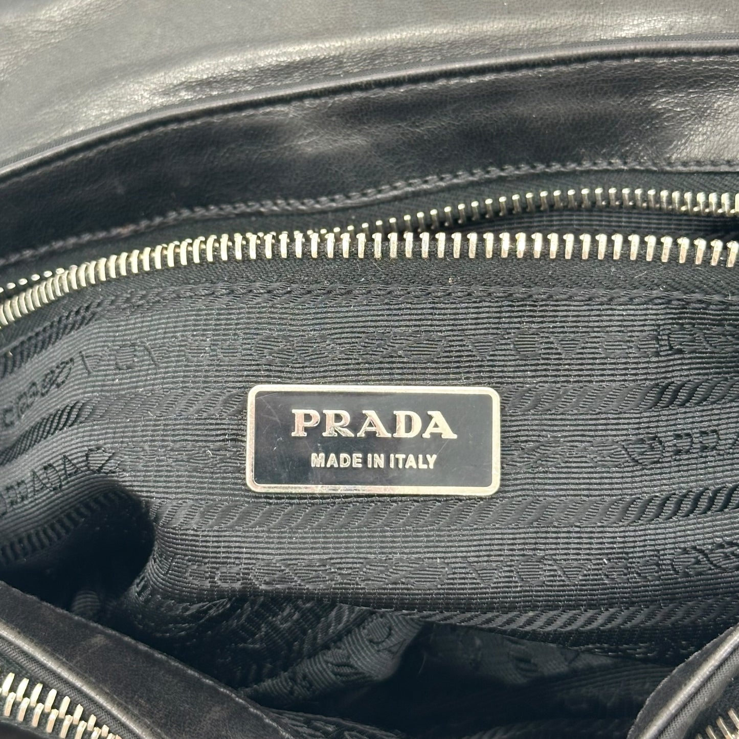 Prada Black Leather Studded Buckled Mini Shoulder Bag