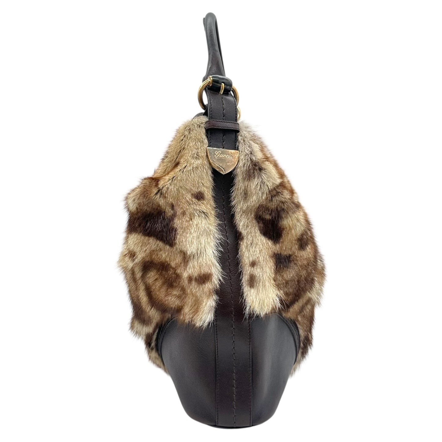 Gucci Leopard Print Fur Large Signoria Hobo Bag