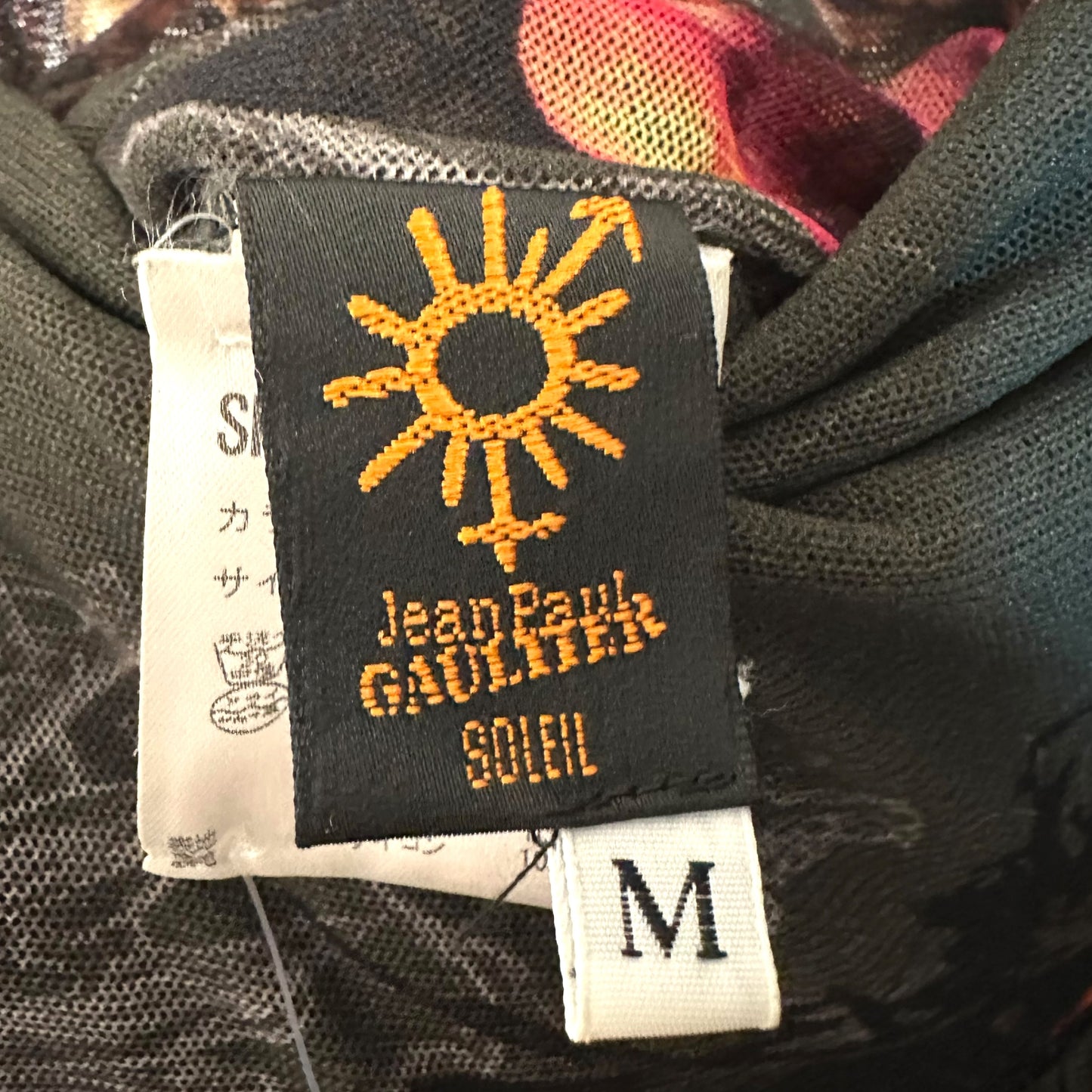 Jean Paul Gaultier Soleil Dark Green Floral Printed Mesh Midi Skirt