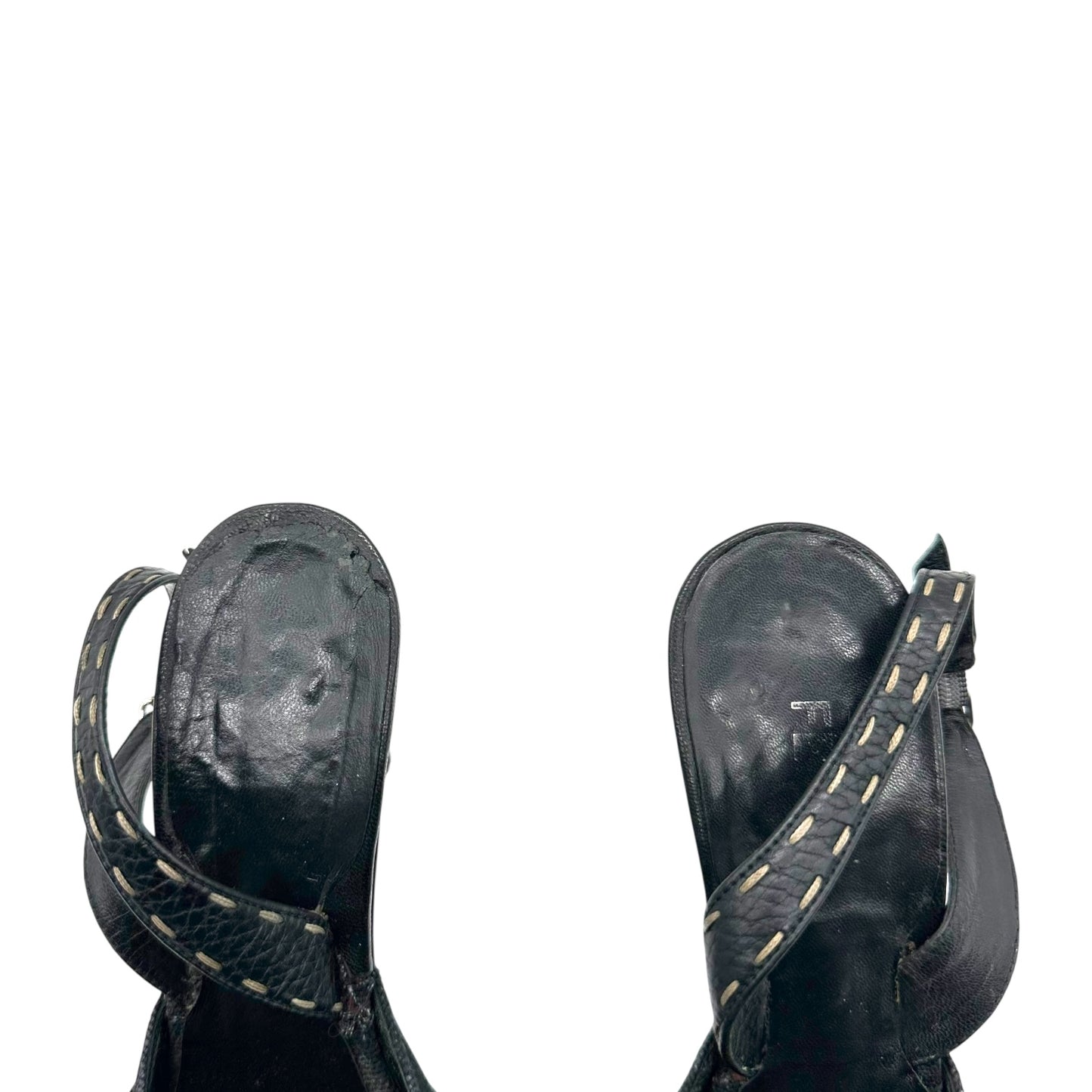 Fendi Selleria Black Whipstitch Pointed Toe Heels
