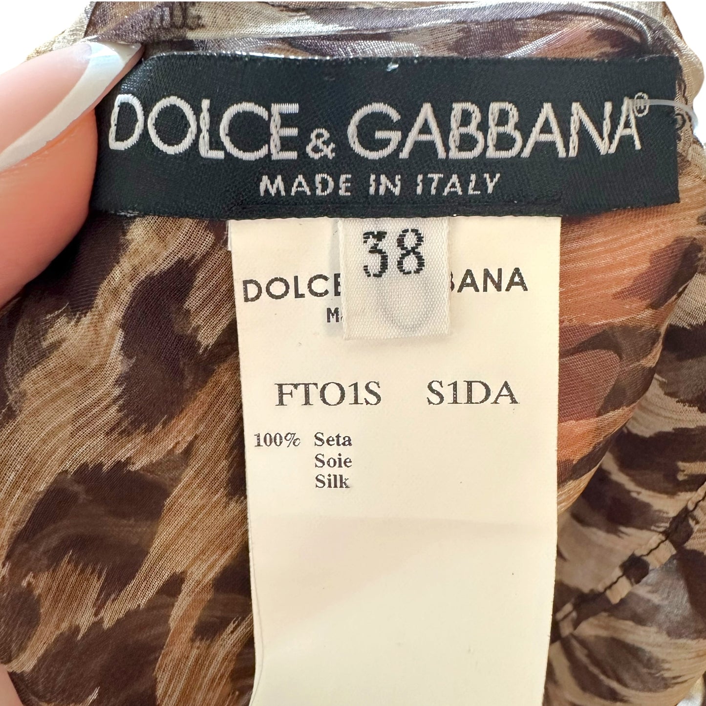 Dolce & Gabbana Sheer Leopard Print Silk Bow Neck Tie Halter Blouse