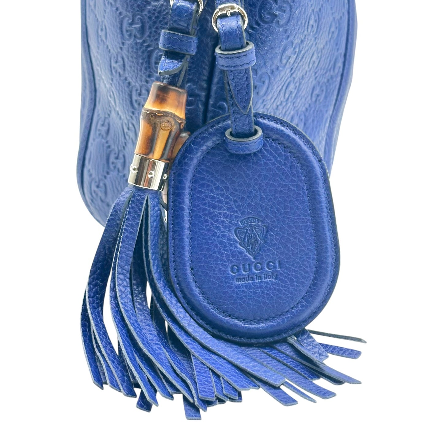 Gucci Royal Blue Guccissima Embossed Monogram Hobo Bag