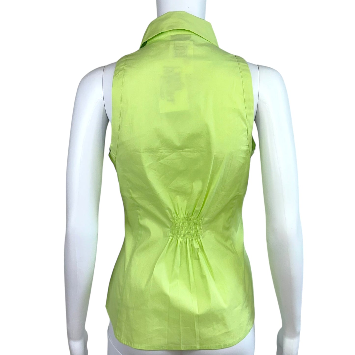 D&G Dolce & Gabbana Bright Green Sleeveless Button Up Blouse