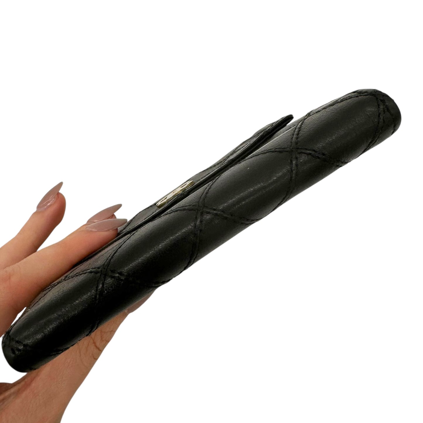 Chanel Black Quilted Leather Compact Wallet