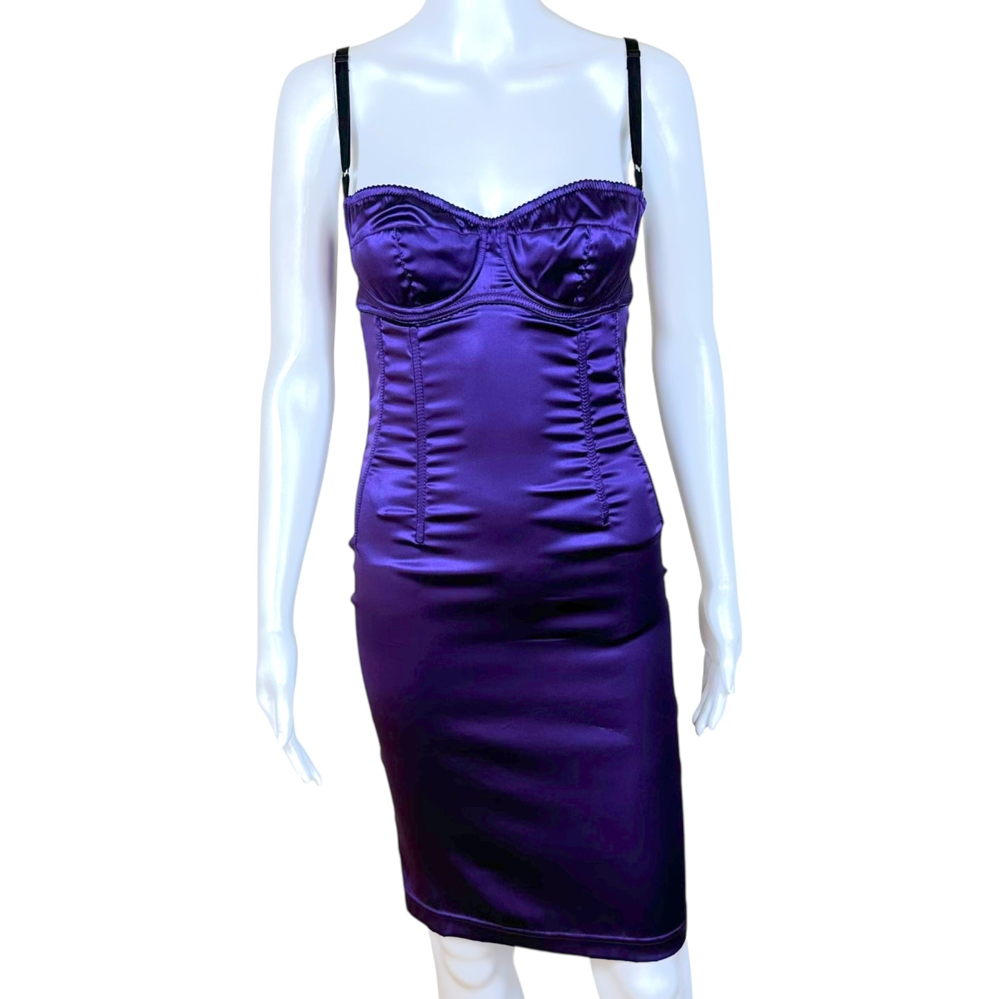 Dolce & Gabbana Purple Silk Corset Midi Dress