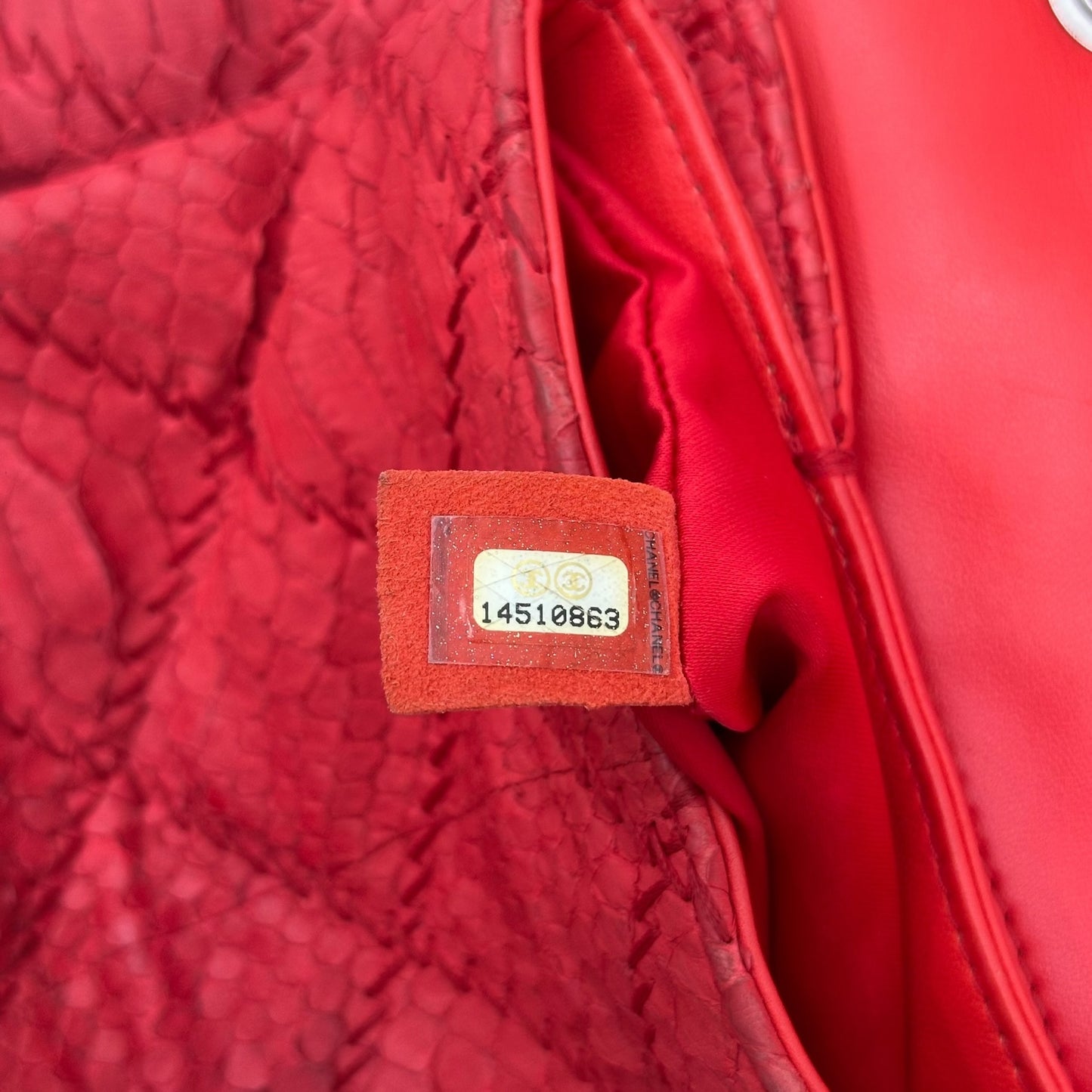 Chanel Cherry Red Python East-West Flap Bag