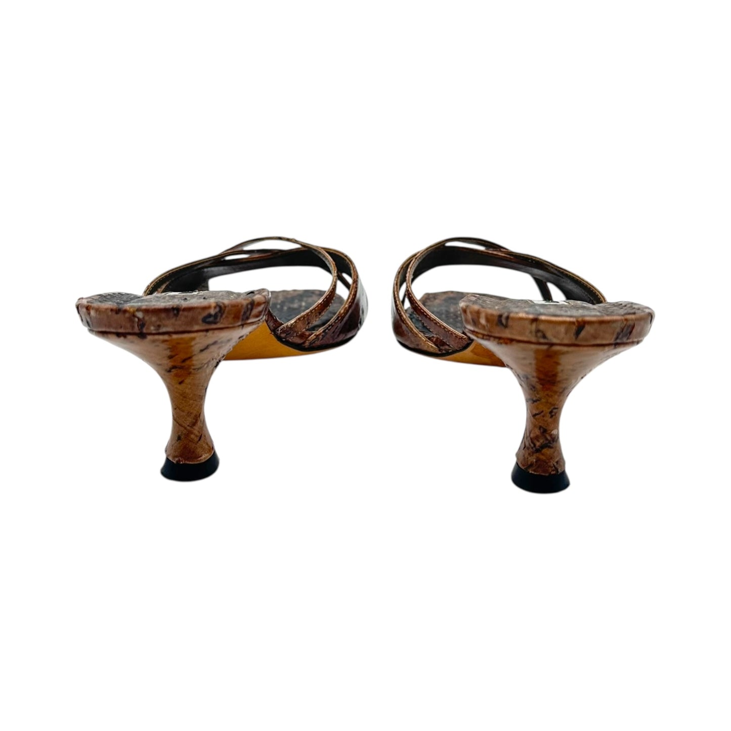 Manolo Blahnik Brown Cork Kitten Heels