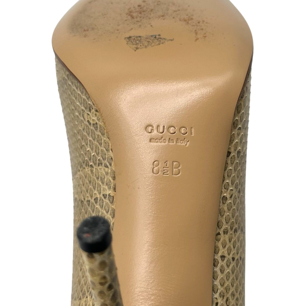 Gucci Ivory Snakeskin Bamboo Heel Pointed Toe Pumps