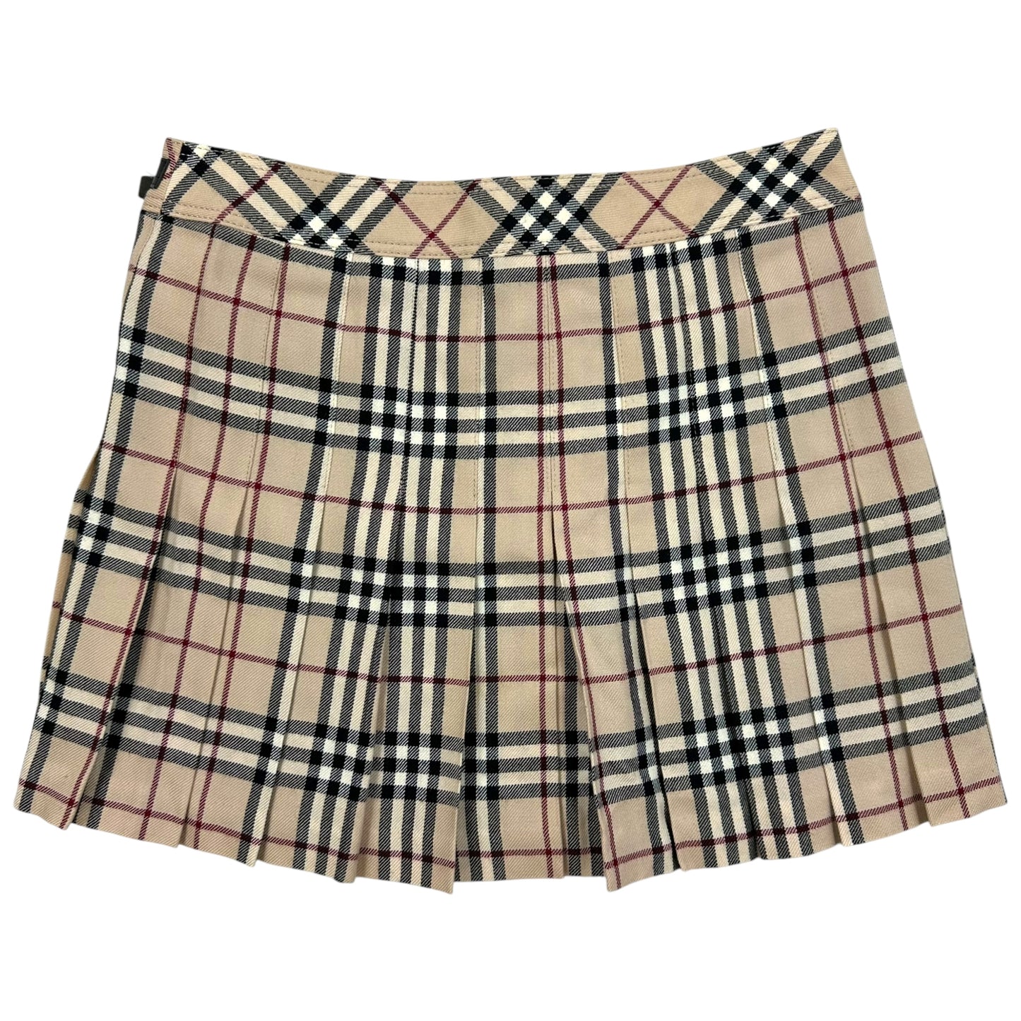Burberry Blue Label Classic Tan Plaid Pleated Mini Skirt