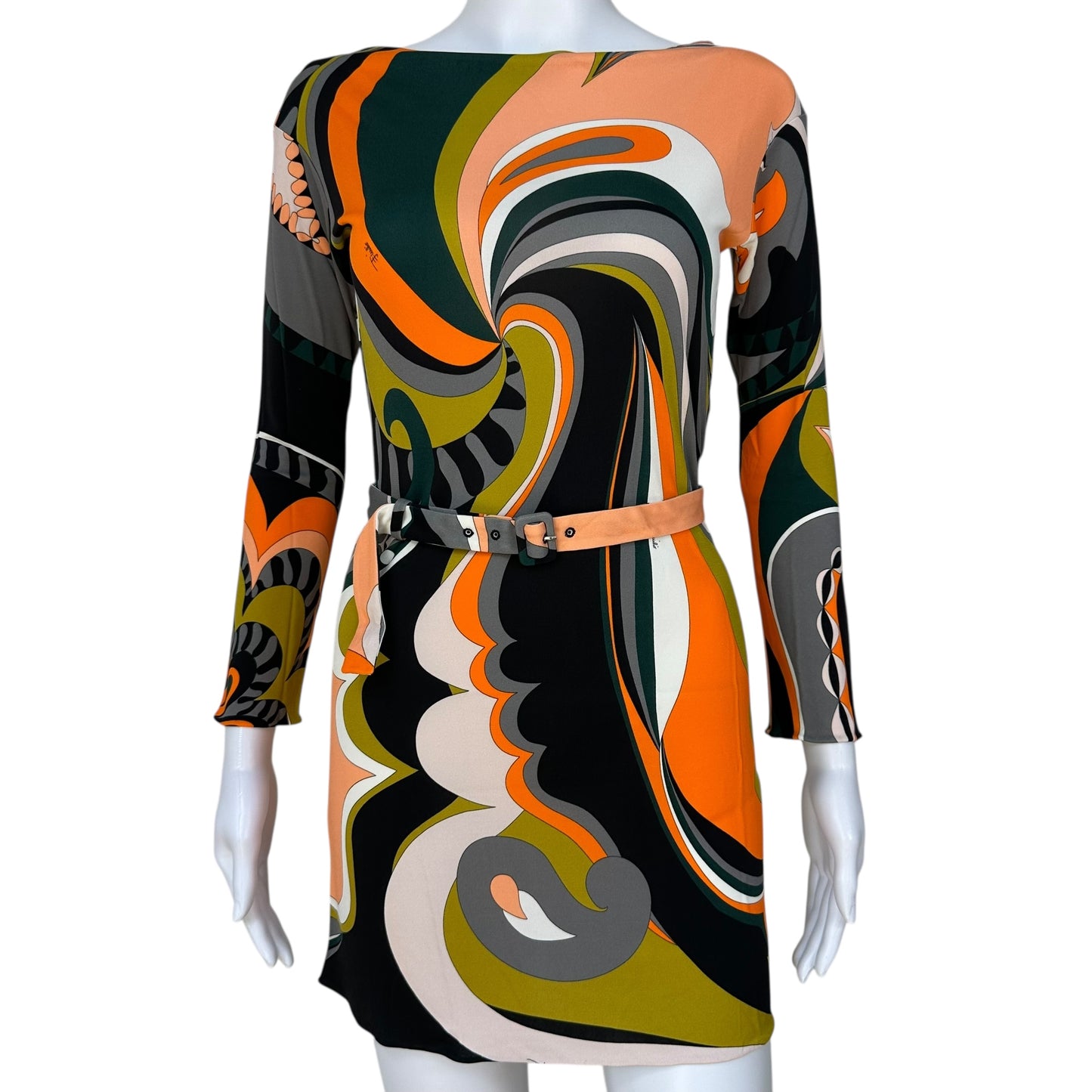 Emilio Pucci Orange & Black Printed Mini Dress NEW