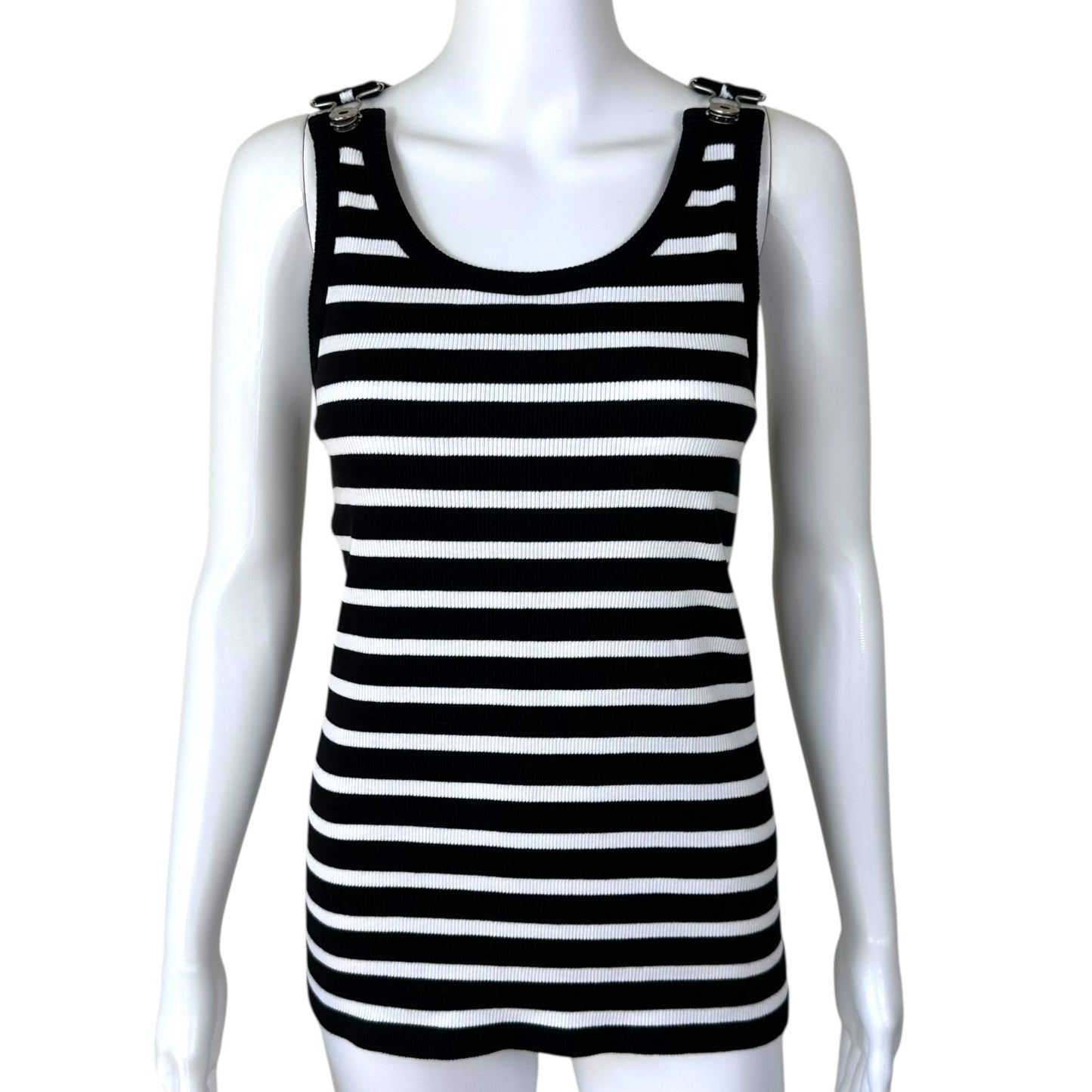 Jean Paul Gaultier Black & White Striped 'Overall' Tank