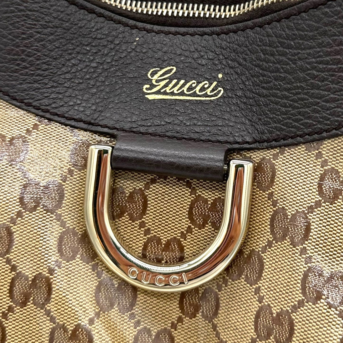 Gucci Tan Coated Canvas Monogram Abby Shoulder Bag