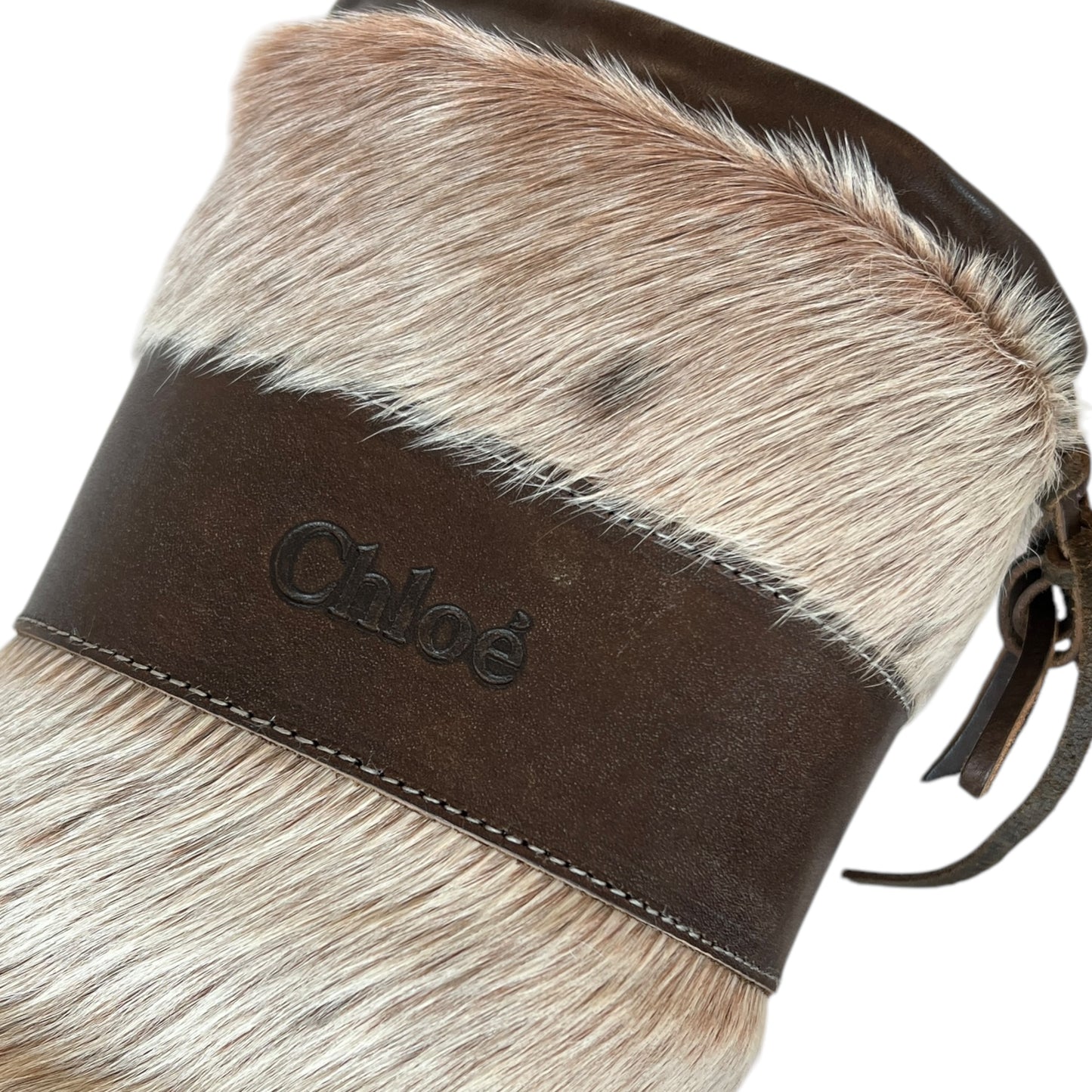 Chloé Brown Leather & Fur Moon Boots