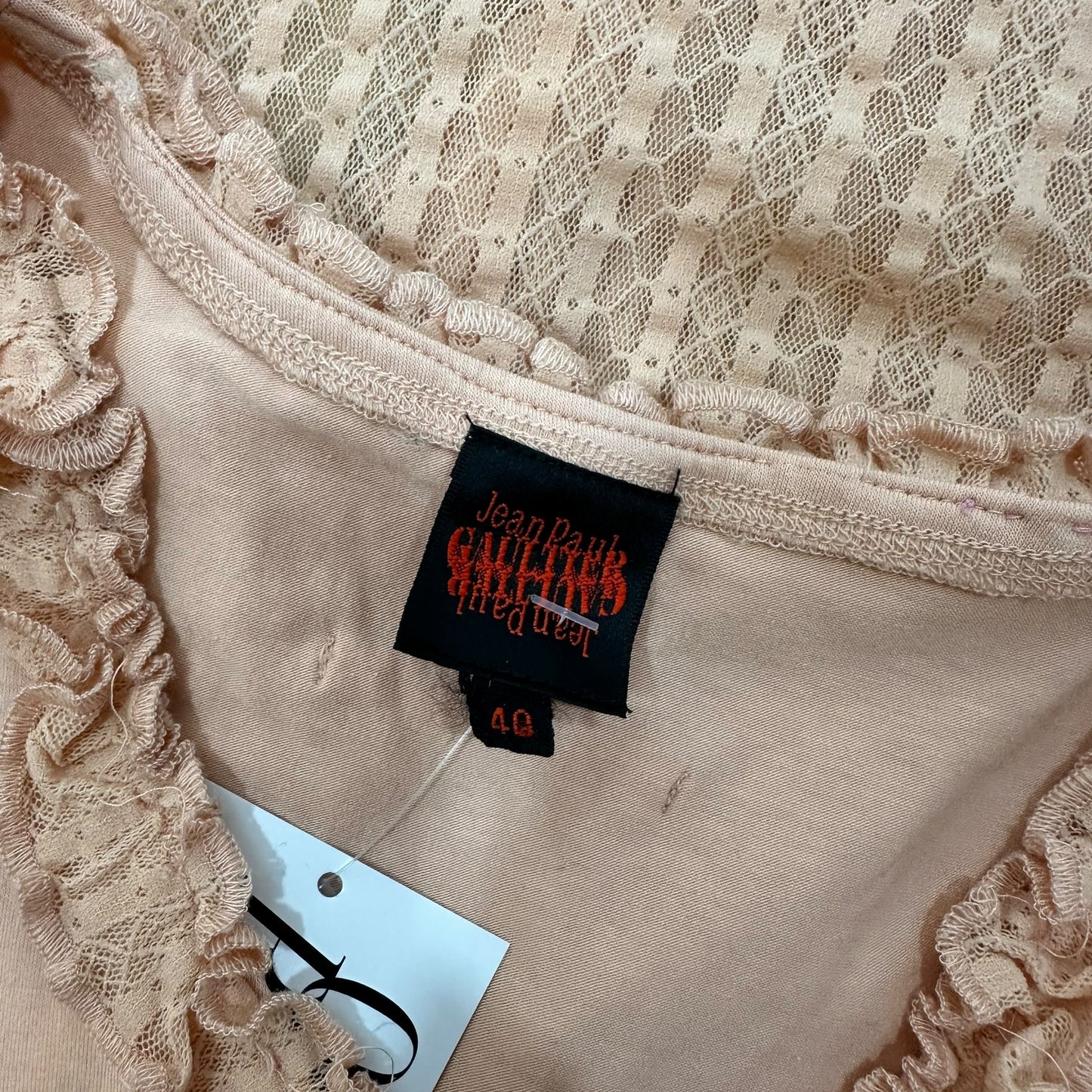 Jean Paul Gaultier Pink Lace Semi-Sheer Tank Top - Outfit Repeater