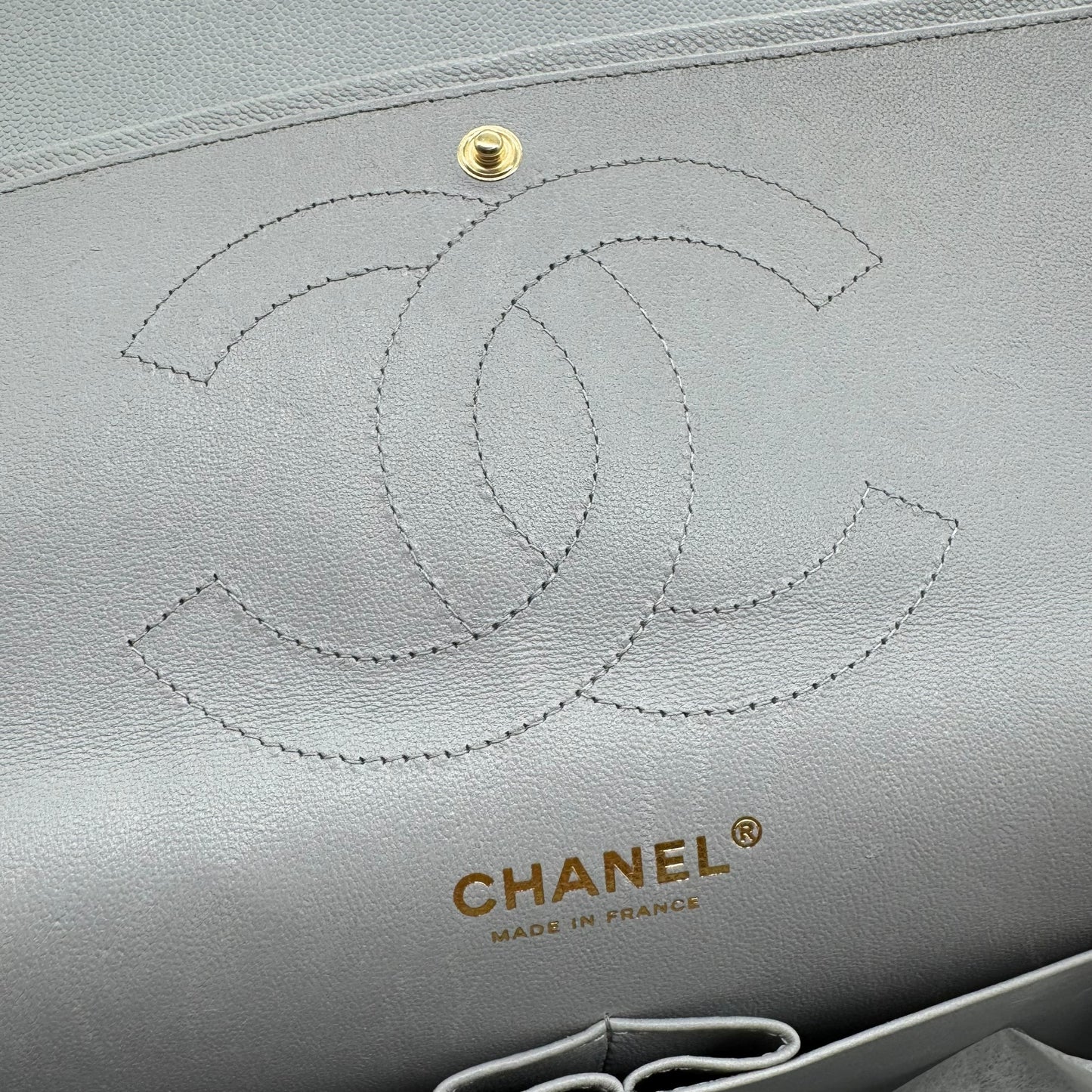 Chanel Gray Caviar Medium Double Flap Bag