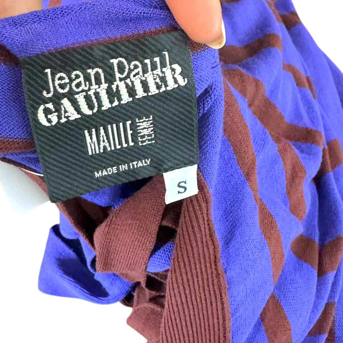 Jean Paul Gautier Purple & Burgundy Striped Open Back Maxi Dress