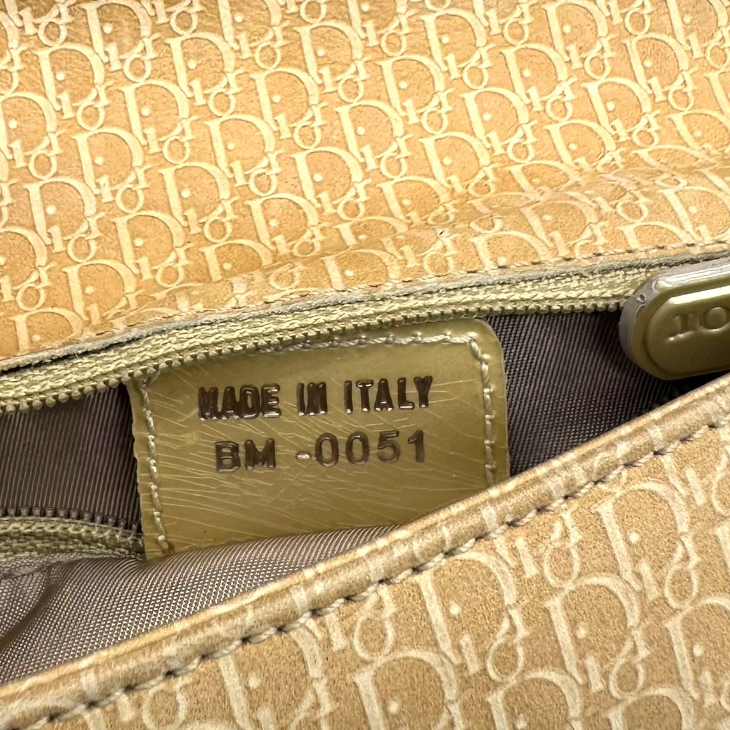 Christian Dior Yellow Monogram Suede & Patent Leather Zippered Shoulder Bag