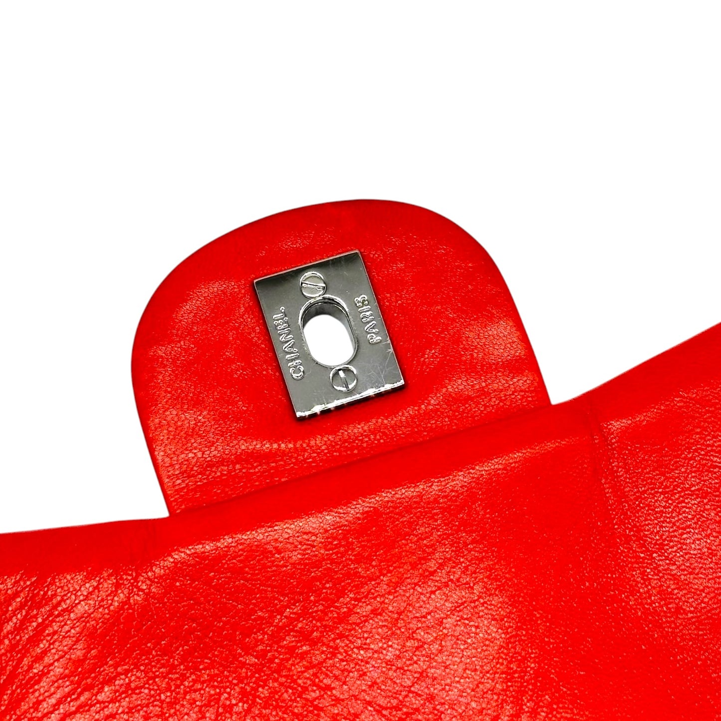Chanel Red Matelasse Quilted Medium Accordion Flap Bag