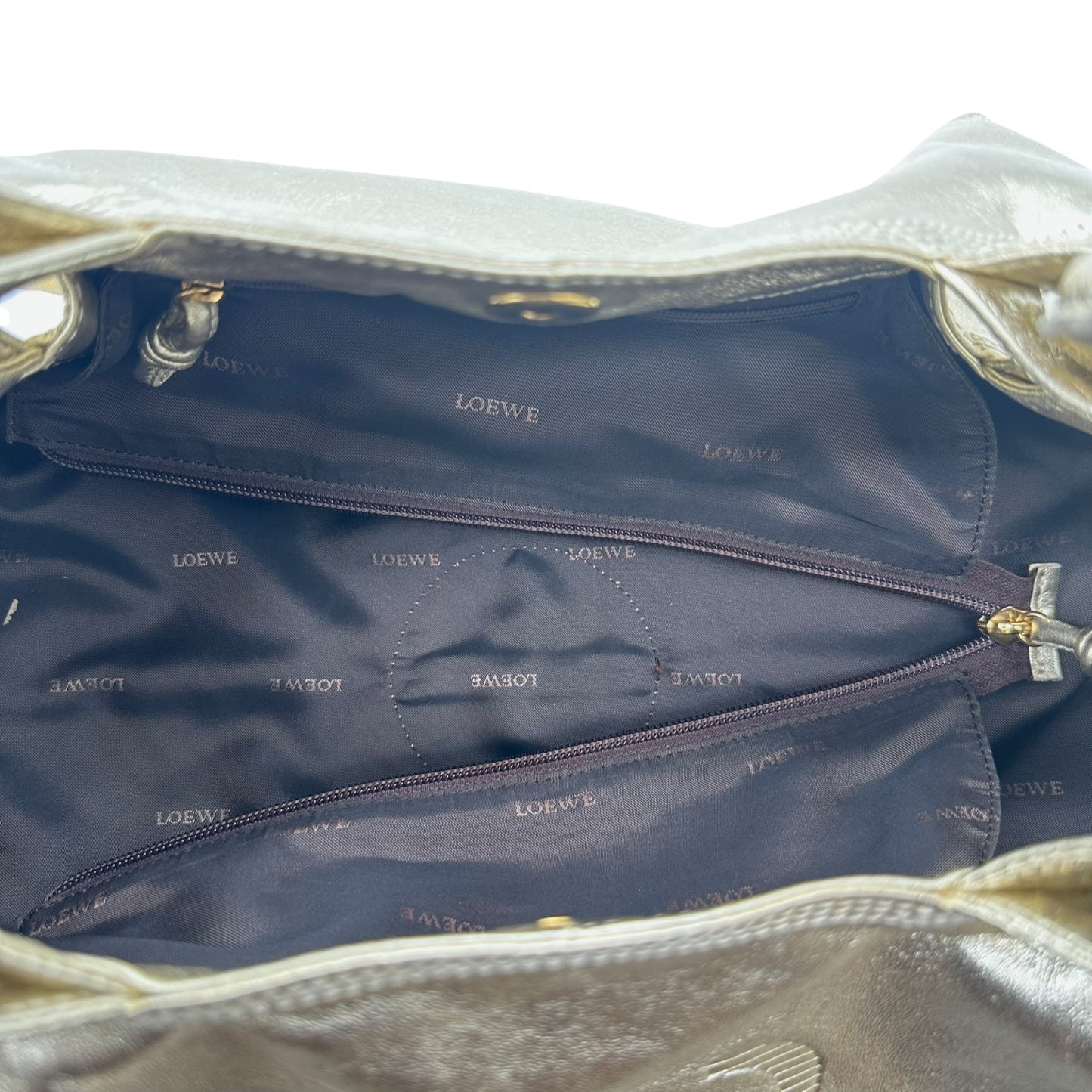 Loewe Champagne Metallic Leather Aire Hobo Bag
