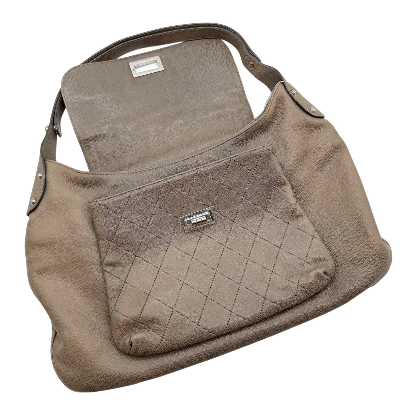 Chanel Gray Caviar Leather Matelasse Hobo Bag 2008-09 - Outfit Repeater