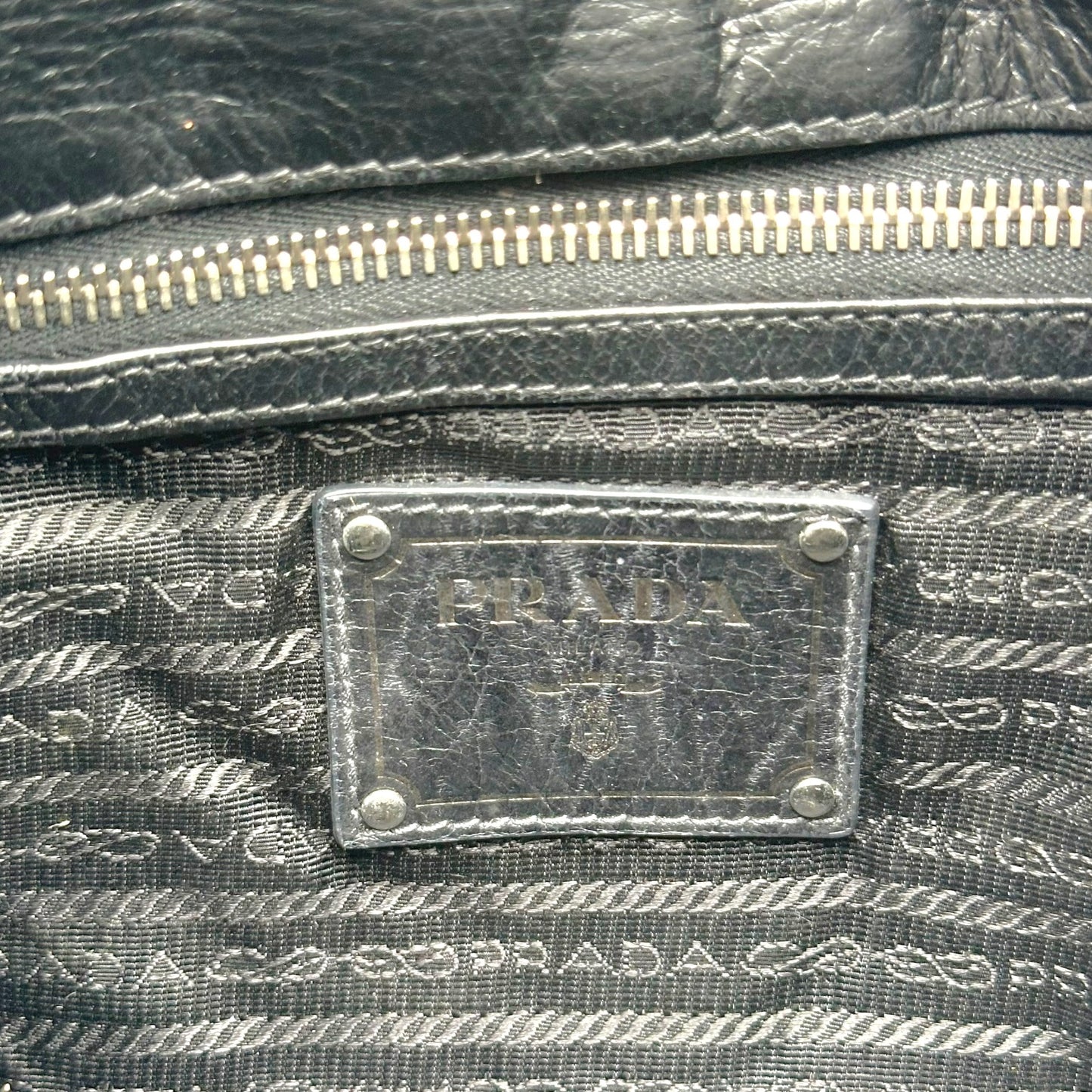 Prada Black Leather & Nylon Chain Strap Shoulder Bag