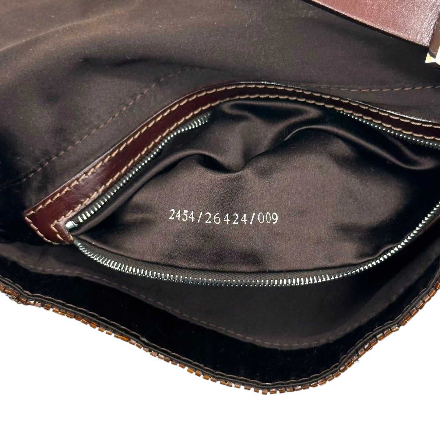 Fendi Brown Beaded Baguette Bag