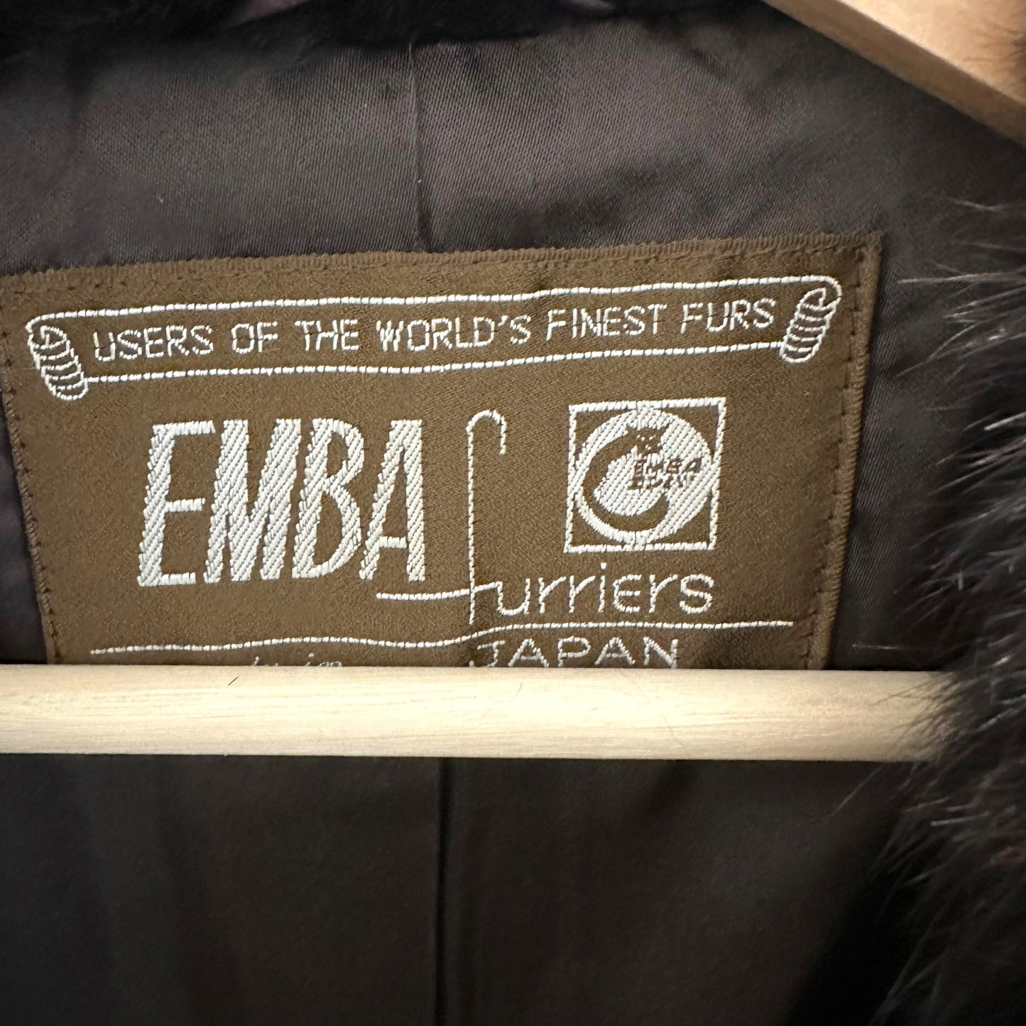 Vintage Emba Black Shirred Fox Long Coat