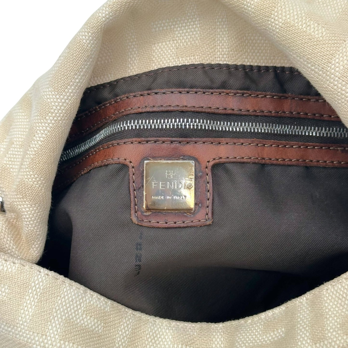 Fendi Ivory Zucca Monogram Mama Baguette Bag