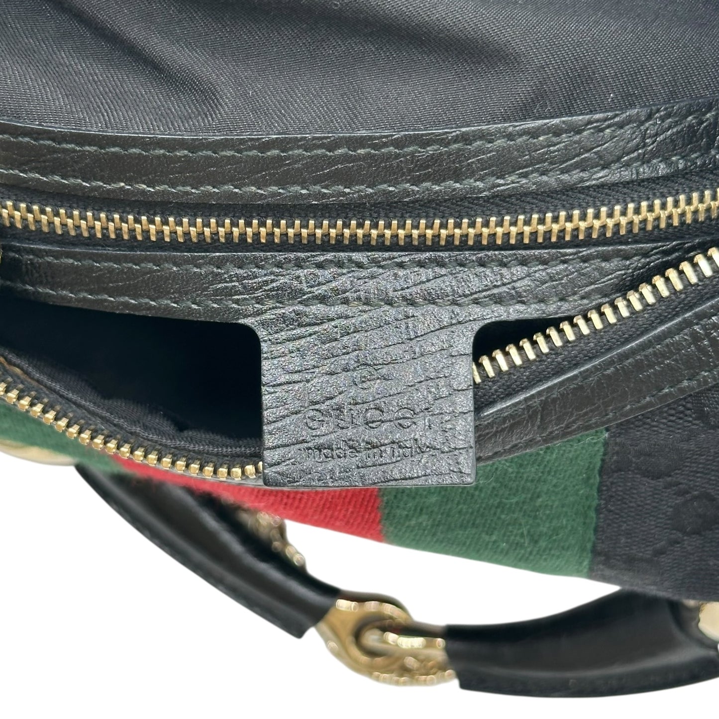 Gucci Black Monogram Horsebit Hobo Bag