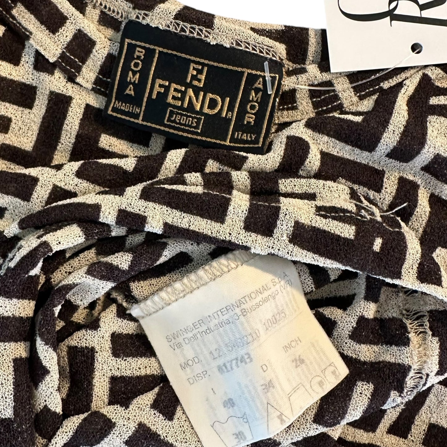 Fendi Ivory & Black Zucca Monogram Mesh Tank Top