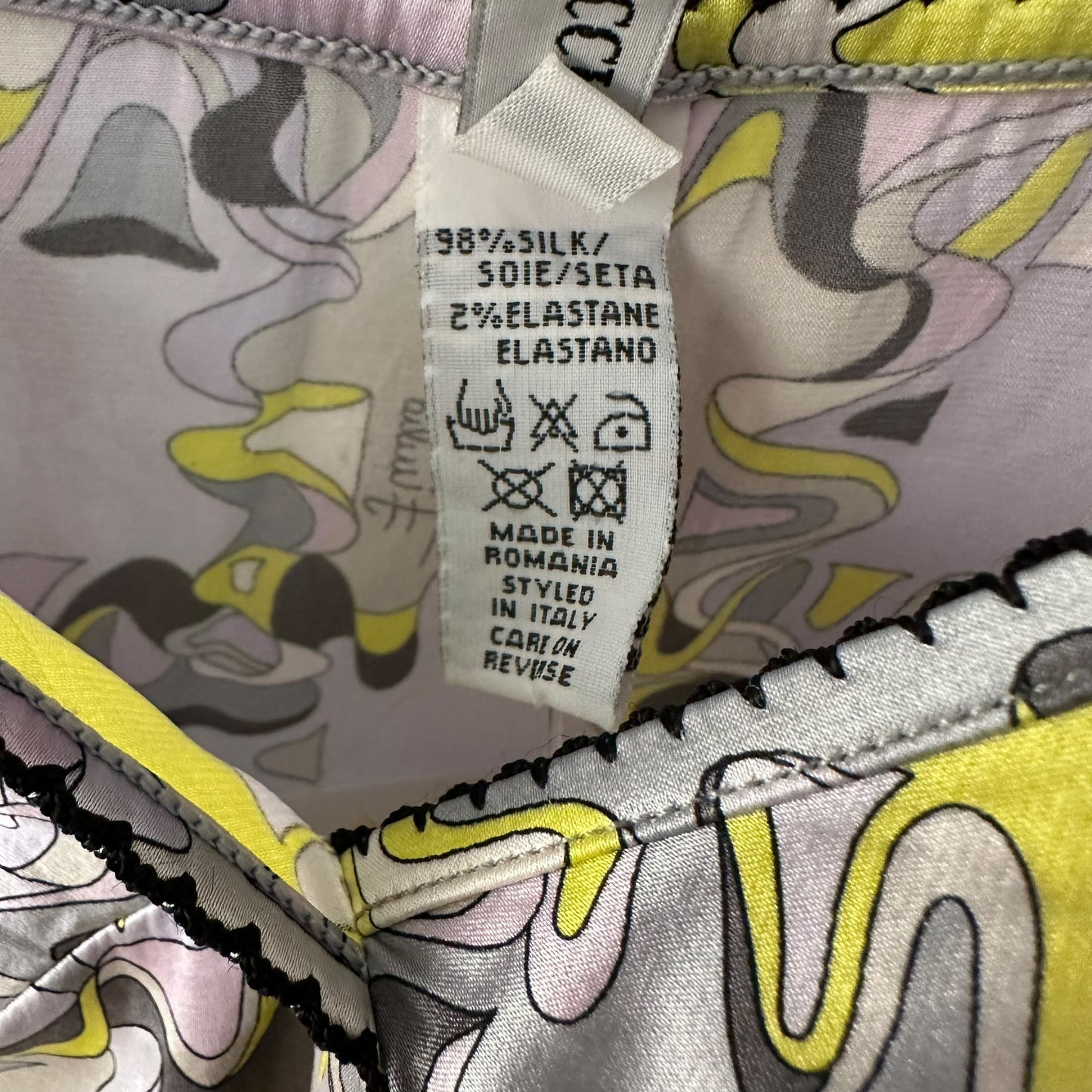 Emilio Pucci Green & Gray Printed Silk Cami