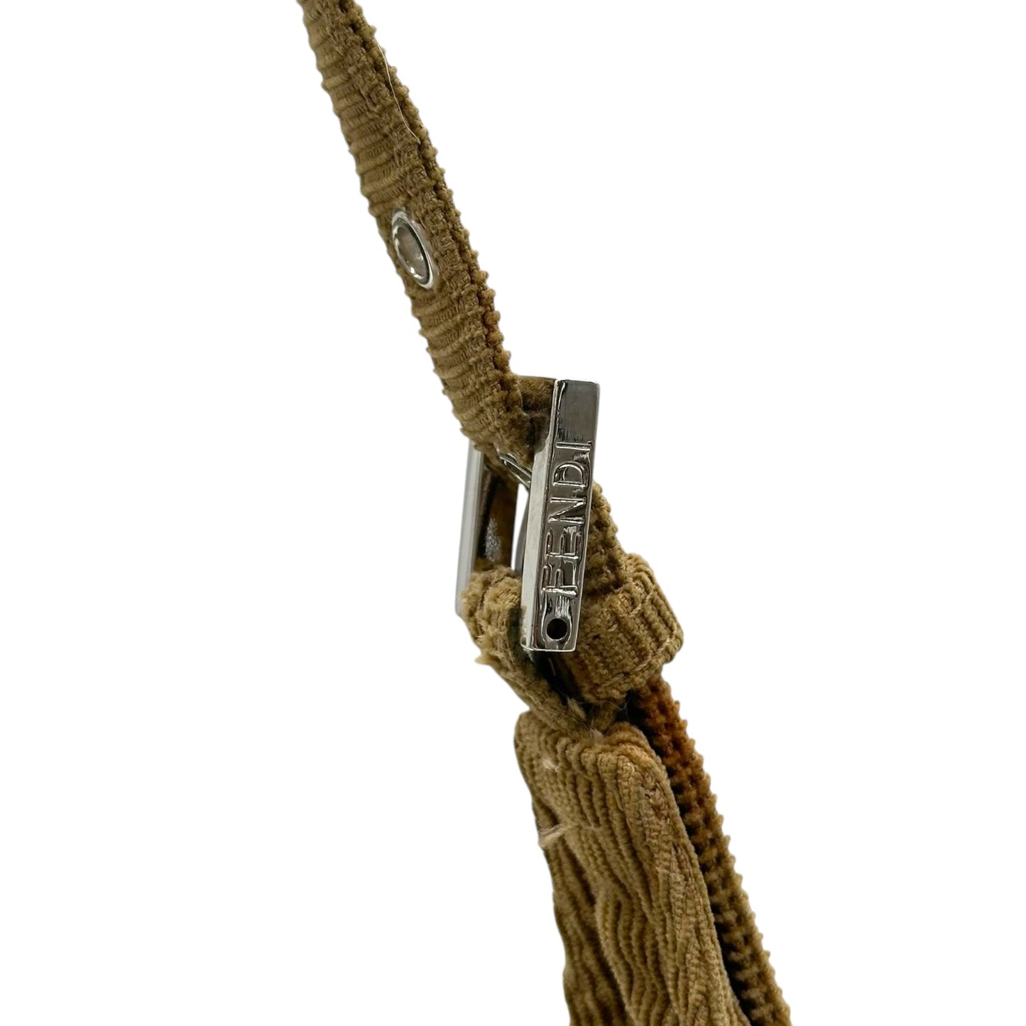 Fendi Brown Corduroy Baguette Bucket Bag