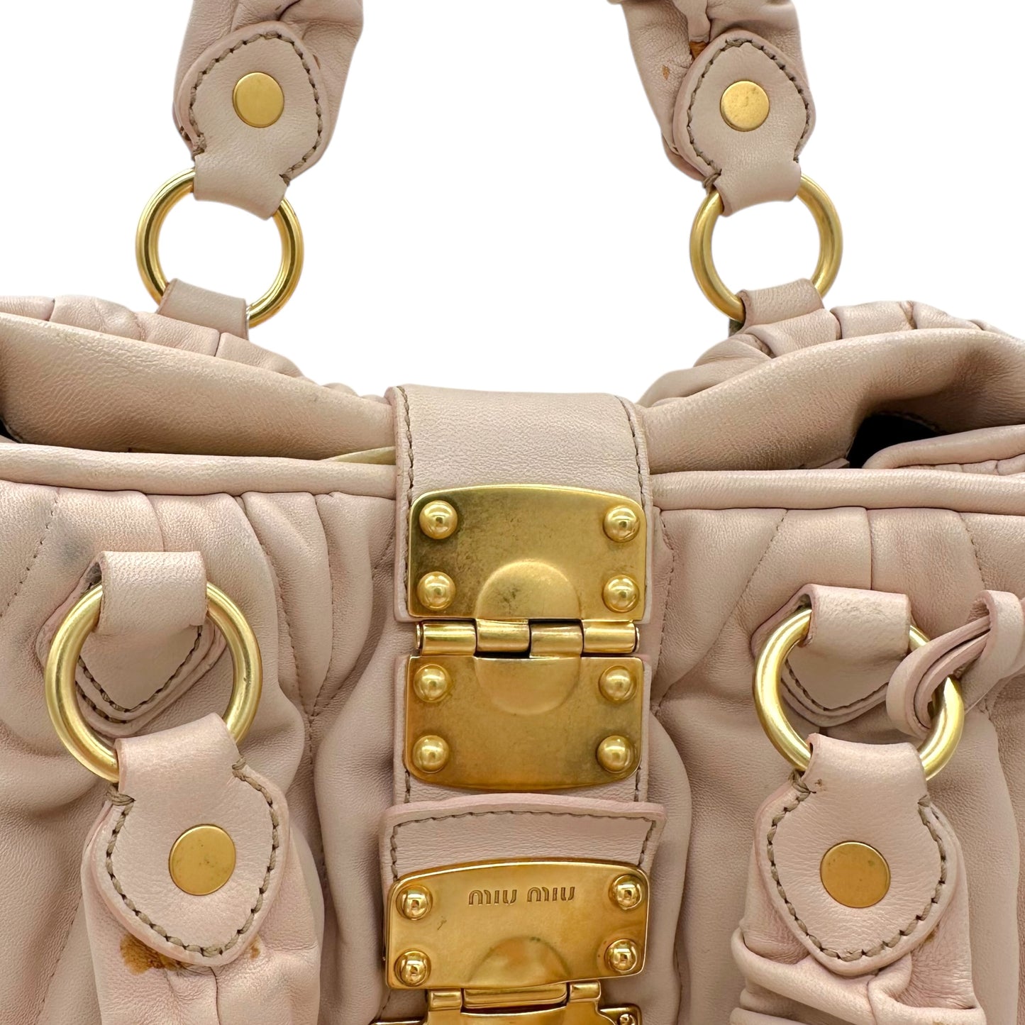 Miu Miu Pink Leather Quilted Small Tote Bag