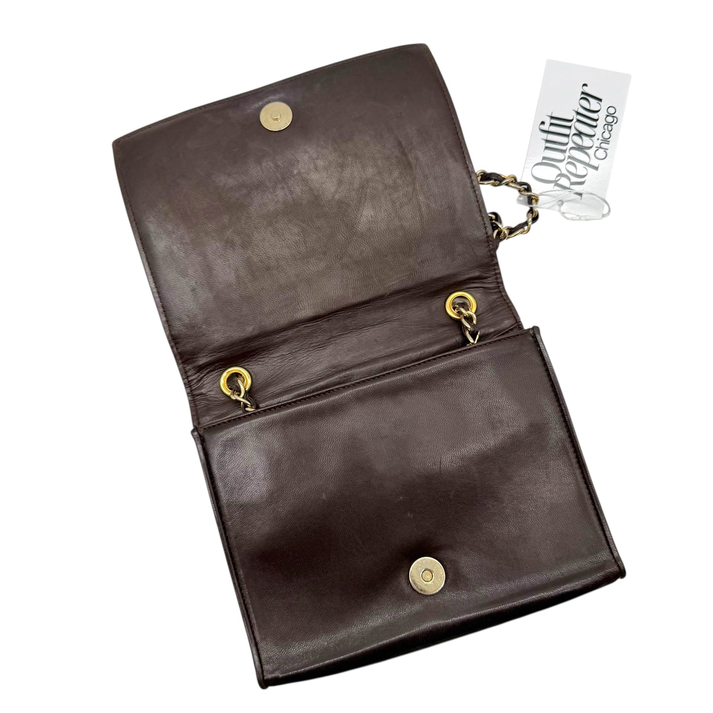 Chanel Chocolate Brown Lambskin Matelasse Quilted Crossbody Bag 1981-91 - Outfit Repeater