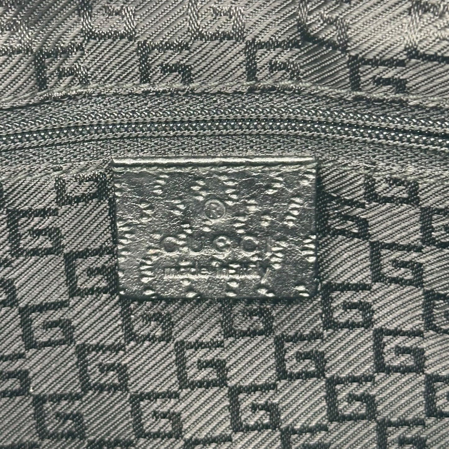 Gucci Bamboo Handle Black Monogram Jackie Shoulder Bag