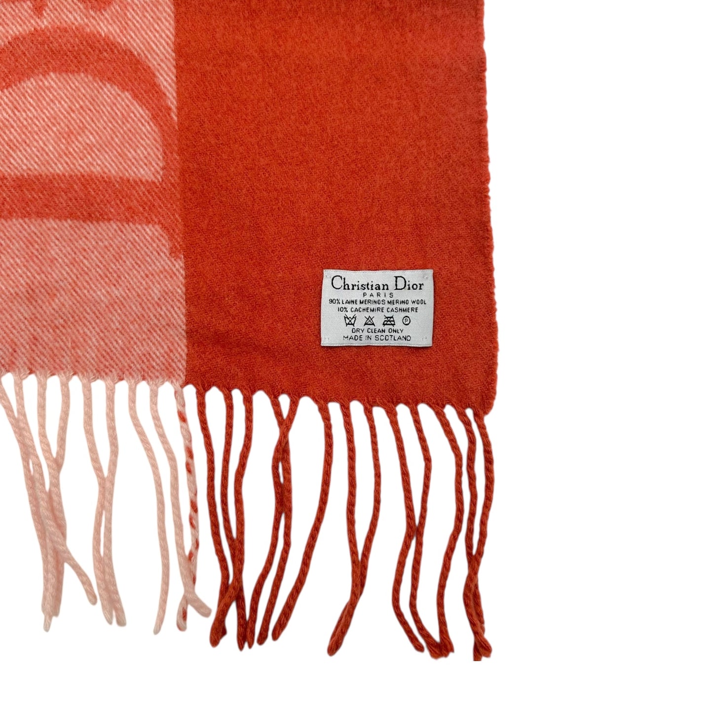 Christian Dior Coral & Pink Cashmere Logo Scarf