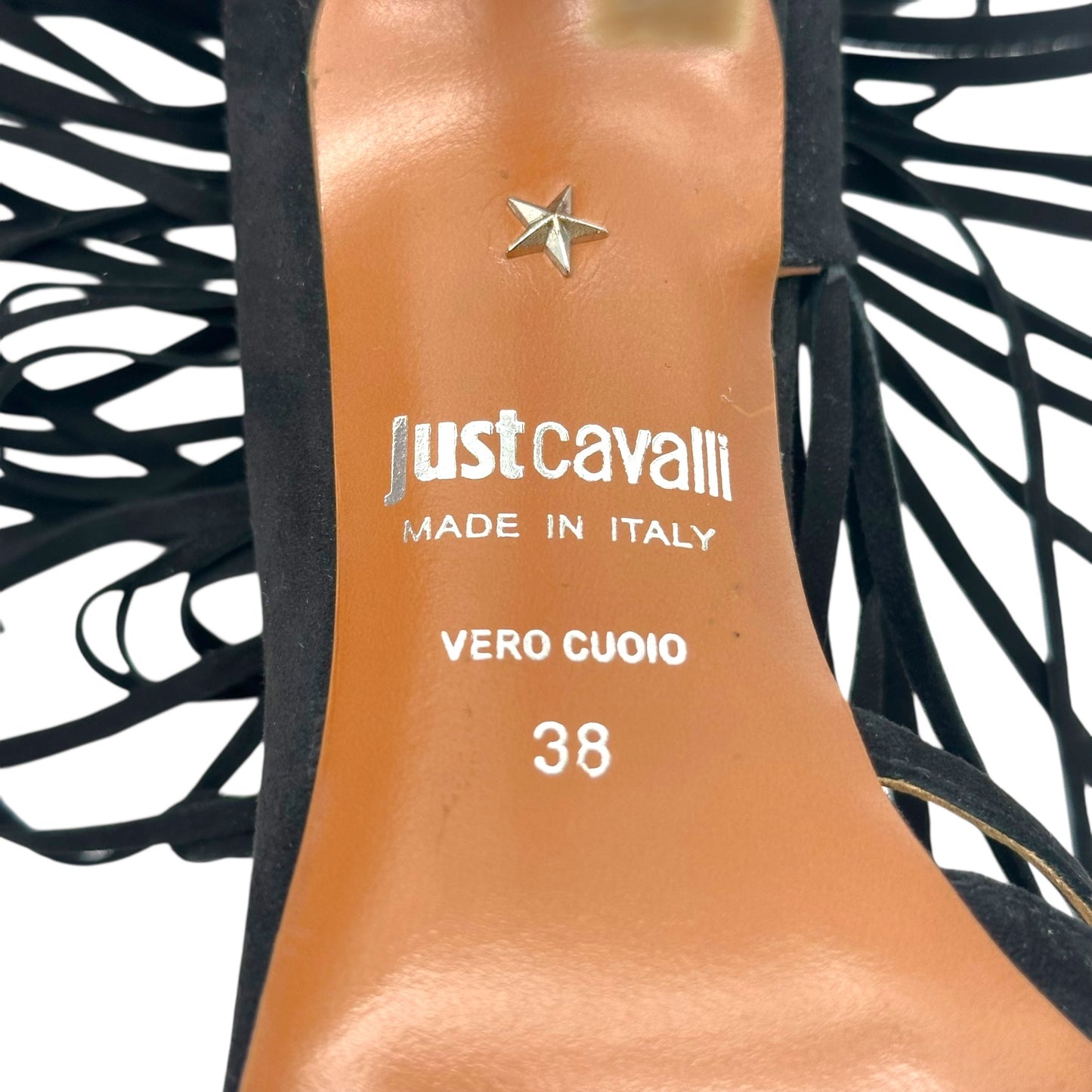 Just Cavalli Roberto Cavalli Black Suede Fringe Heels - Outfit Repeater