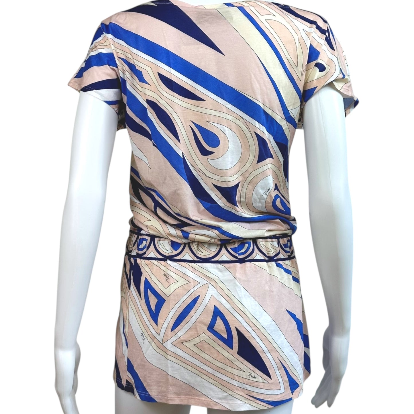 Emilio Pucci Pale Pink & Blue Printed T-Shirt Mini Dress