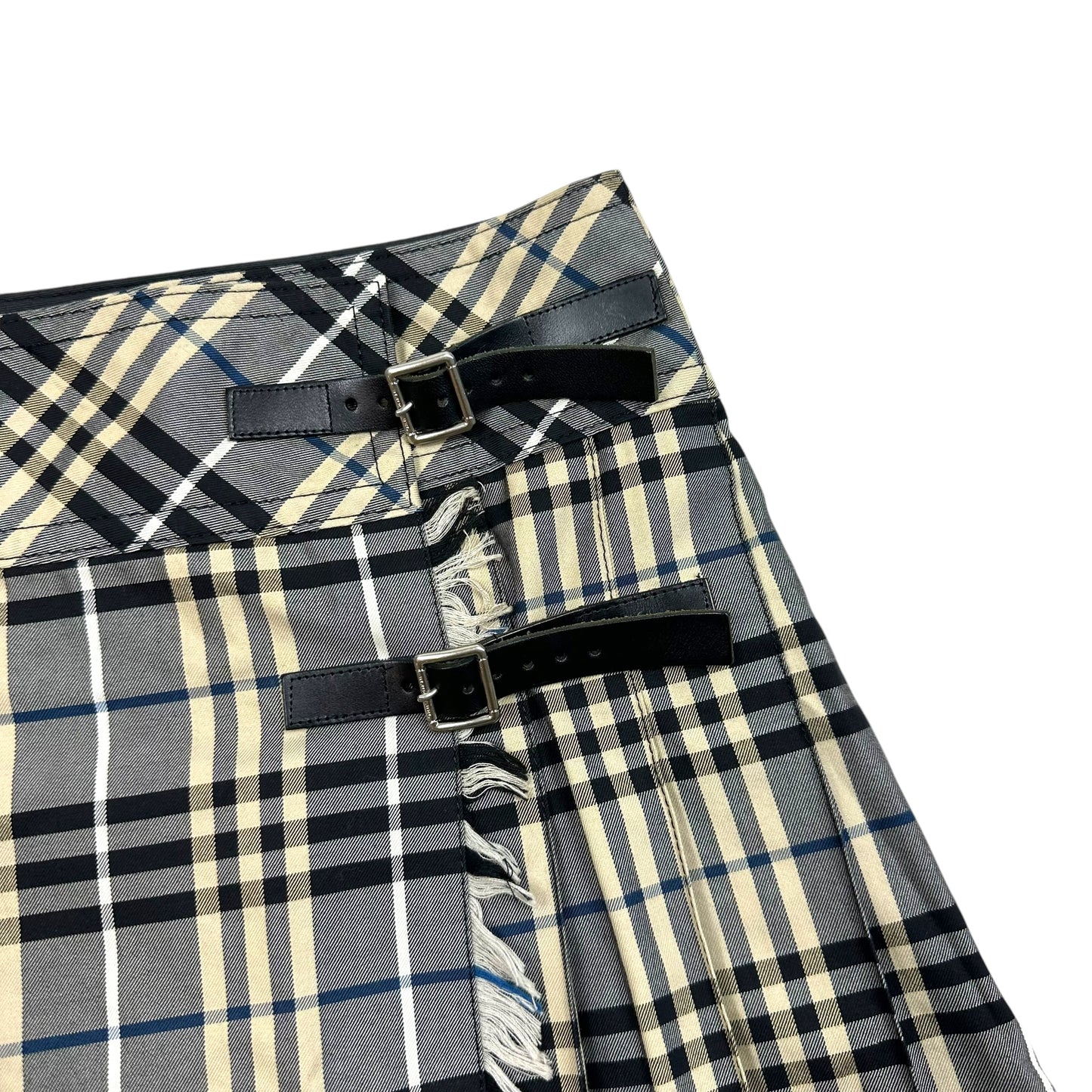 Burberry Blue Label Blue & Tan Plaid Pleated Mini Skirt